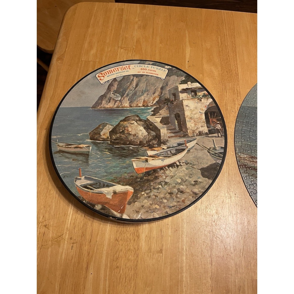 Vintage Somerset Circle Puzzle 1966 Milton Bradley‎ The Quiet Cove 650 Pieces